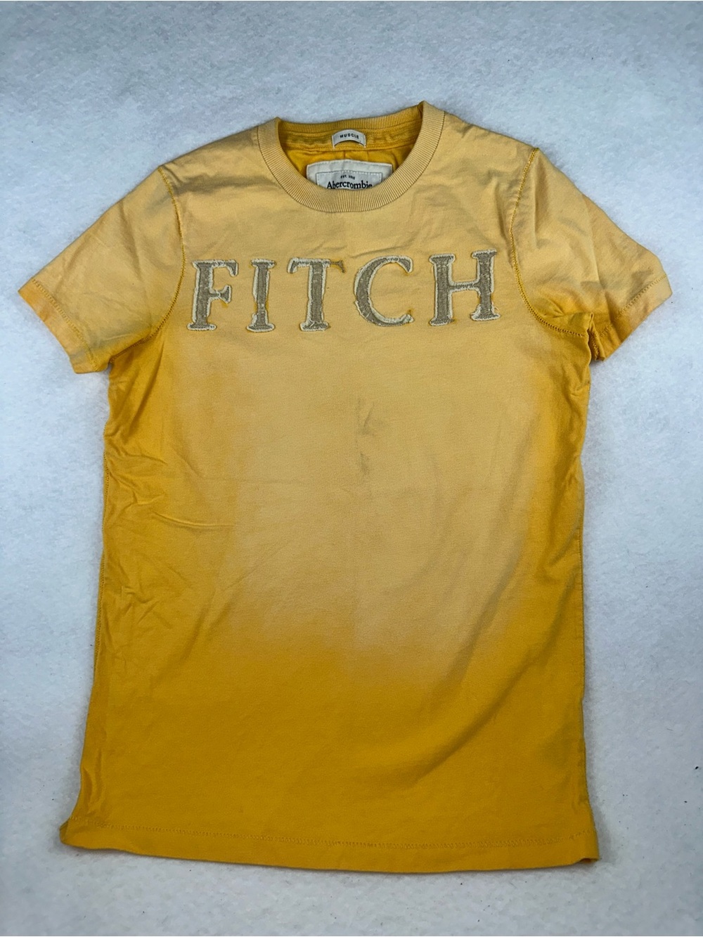 Abercrombie & Fitch Kids Yellow FITCH Appliqué Tee Vintage Y2K
